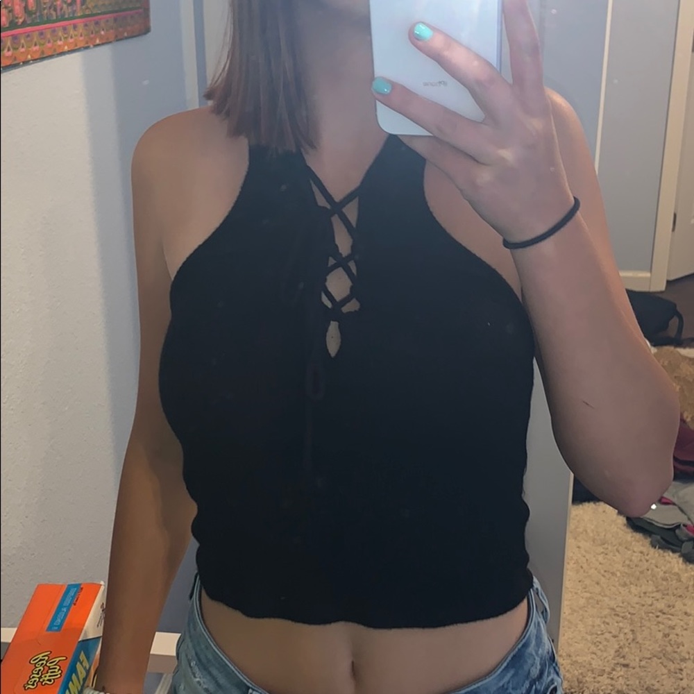 Lace up halter top